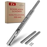 LouMaxx Kugelauszug 2er Set Schubladenschienen 27 mm Nut | 350 mm Schienen Schublade | Schubladen...