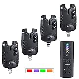 Sougayilang Karpfenangeln Bissanzeiger Set, 4+1 kabellose LED Angelbissanzeiger mit tragbarer...