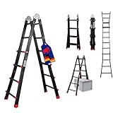 PROREGAL Sprossen-Mehrzweckleiter APOLLO 3-in-1 Aluminiumleiter 4x4 Sprossen bis zu 4m Höhe...