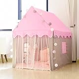 KRUZZEL Kinderzelt – Rosa Prinzessinnenhaus 130 × 100 × 115 cm mit 3 m LED – Lichterkette –...