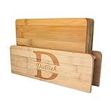 Herz & Heim® 5er Set Bambus Frühstücksbrettchen mit personalisiertem Ständer –...