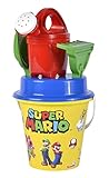 Super Mario Eimergarnitur, Sandspielzeug, 5 Teile, Eimer, Sieb, Schaufel, Rechen, Gießer, 16cm,...