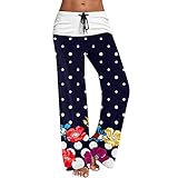 Briskorry Stoffhose Damen High Waist Sommerhose Weite Freizeithose Lang Weite Bein Stoffhose Baggy...