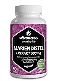 Mariendistel Kapseln hochdosiert & vegan, 90 Kapseln für 3 Monate, 500 mg Extrakt mit 80%...