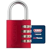 ABUS Zahlenschloss 145/40 Rot - Kofferschloss, Spindschloss u. v. m. - Aluminium-Vorhängeschloss -...