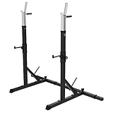 GORILLA SPORTS® Langhantelablage - 79 x 150-190 x 133 cm, Verstellbar, mit Dip-Griffen, bis 250 kg...