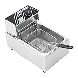 6L Elektrische Fritteuse 2500W Edelstahl Öl-Fritteuse Elektro Fritöse Temperatur Einstellbar mit...