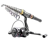 Angelruten Stange 1,8-3,6 m Carbon Fiber Spinning Angelrute 5,2: 1 Angelrolle Combo Teleskop...