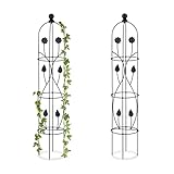 Relaxdays Rankhilfe Obelisk, 2er Set, HxD: 103x20 cm, Ranksäule Kletterpflanzen, Metall,...