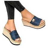 Damen Sandalen, Casual Damen Sommer Wedge Peep Toe High Heel Plattform Pantoletten...