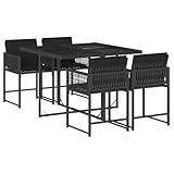 vidaXL Garten Essgruppe 5-TLG., Gartenmöbel Set Tisch mit 4 Stühle, Gartengarnitur mit Kissen,...
