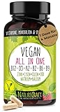 Vegan All-in-One - Vitamin B12+D3+K2+B2+B6+B9 Folsäure + Zink + Eisen + Selen + Natrium + Kalium +...