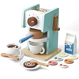 medoga Kinder-Kaffeemaschinen-Spielzeug mit Mühle, 15-teiliges Holz-Kaffeemaschinen-Spielset,...