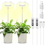GUHAOOL Pflanzenlampe LED, 2 Stück Pflanzenlampe Led Vollspektrum,Höhenverstellbares 48 LEDs...