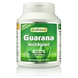 Guarana, 500 mg, hochdosierter Extrakt (4:1), 120 Kapseln - mit natürlichem Koffein, Alternative zu...