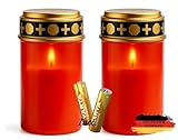 NECESITAS LED Grablicht 2er Set – Ewiges Licht mit Flackereffekt wie echte Kerze – Bis 6 Monate...