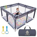 EveryKip® Laufstall Baby 120x120 cm, Laufgitter Baby mit atmungsaktivem Netz, Baby Laufstall mit...
