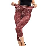 Jeggings für Damen, elastisch, hohe Taille, lang/kurze Jeggings, Skinny Stretch-Hose, schmale...