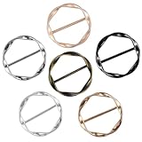 Mabor 6 Stück Metall T Shirt Clips Schal Ring Clip Runder Schnalle Gürtelschnalle für Damen Shawl...