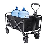Bollerwagen Klappbar Handwagen Strandwagen Transportkarre mit Seitentasche und Getränkehalter...