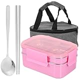 ARTSEWPLY Edelstahl Thermobehälter Lunchbox mit Zwei Fächern Isolierte Auslaufsichere Brotdose...