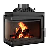 KRATKI Kamineinsatz Simple – 8 kW Holzofen-Einsatz mit seitlicher Verglasung – Türanschlag...