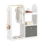 SoBuy KMB40-W Kindergarderobe mit 3 Haken Kleiderschrank Kinder Kinderregal mit Boxen Garderobe...