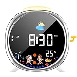 LIORQUE Wecker Kinder Lichtwecker Kinder Schlaftrainer Nachtlicht Doppelwecker mit 5 Klingeltönen &...