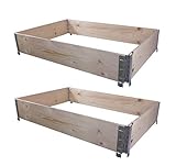 BigDean 2X Hochbeet Palettenrahmen 120x80x20cm groß - Holzrahmen faltbar, steckbar & stapelbar -...