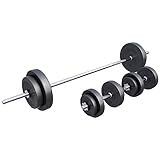 GORILLA SPORTS® Langhantel Set - 60kg, 100kg oder 130kg, Langhantelstange 170cm, 2 Kurzhanteln,...