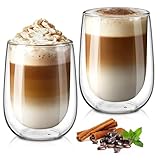 glastal 350ml Doppelwandige Latte Macchiato Gläser Set Borosilikatglas Kaffeetassen Glas 2er Set...