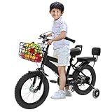 CUMELLIIR Kinderfahrrad 14 Zoll Jungen Mädchen, Fahrrad Mit Stützräder, Vorderrkorb und...