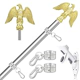 NQ Fahnenmast Stabil mit Adler 1.5M (5FT), Fahnenmast aus Edelstahl mit Fahnenhalter für zu Haus...