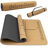 deluxe4home® Yogamatte Kork Gymnastikmatte I TPE Fitness Matte Rutschfest mit Tragegurt I...