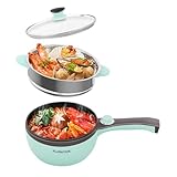 Audecook Elektrische Hot Pot mit Dampfgarer,Elektrische Bratpfanne, Hot Pot Topf 20cm, Antihaft Mini...