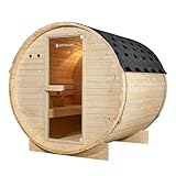 Artsauna Outdoor Fasssauna Spitzbergen 180 für 4 Personen - 6 kW Ofen, Saunasteine & Zubehör -...