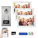 4-Wired Wohnung Video-Türklingel Sprechanlage, 2/3/4/6/8/10/12 Einheiten 7 Zoll Monitor 1080P...