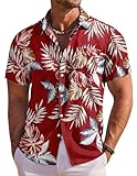 COOFANDY Hawaiihemd Herren Hemd Kurzarm Sommerhemd Herren Freizeithemden Blumen Urlaub Strand Hemd...