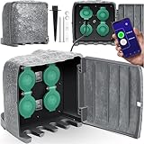KESSER® Gartensteckdose Steinoptik mit 4 Steckplätzen - mit WiFi Funktion Steuerung per App -...