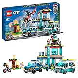 LEGO 60371 City Hauptquartier der Rettungsfahrzeuge mit Feuerwehr-Hubschrauber, Krankenwagen,...
