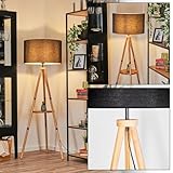 HOFSTEIN Stehleuchte Flemming, Stehlampe aus Holz/Metall im modernen Boho-Design, Schirm aus Stoff,...