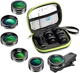 Textiluxe 6 in 1 Handy Objektiv Kit, makro objektiv Handy, fisheye Lens 205°,Weitwinkel...