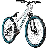 Galano Dirtbike 26 Zoll MTB G600 Mountainbike Fahrrad 18 Gang Dirt Bike Rad (weiß/türkis, 33 cm)