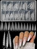 XIAOHEBAN 120 Stücke Dual Nail Forms Mandel, 12 Größen Dual Tips Nägel Nagelverlängerung...