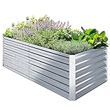 Ohuhu Hochbeet Metall Pflanzenbeet 180x90x60cm, Wetterfestes Stahlblech Hochbeet für Gemüse...