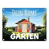 speecheese Gartenhaus Metallschild - personalisiert mit deinem Namen - als Dekoration für den...