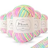 Maxee Handstrickgarn, 5x50 g Häkelgarn, Bunt Farbverlauf Acrylgarn zum Stricken, Weicher Wolle zum...