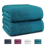 Montafox 2er Set Saunatücher 180 x 90 cm Flauschige Badetücher 100% Baumwolle Saugfähig Kuschelig...