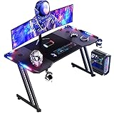 HLONONE 120 x 60 cm Gaming Tisch, Gaming Schreibtisch mit LED, PC Tisch Gaming mit...