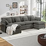 Urhanherry Sofa U Form, Bequeme Cloud Couch 6 Sitzer mit 2 Ottomane Sektionssofa, Atmungsaktivem...